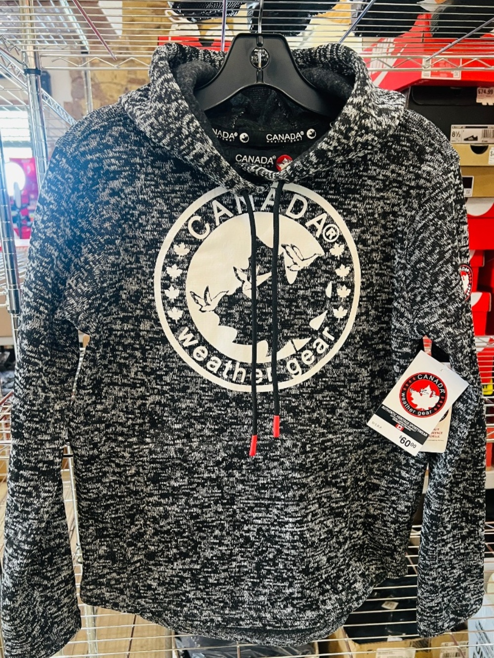 CANADA Weather Gear Women's Knit Fleece Pullover w/Hood Black/Grey Small
